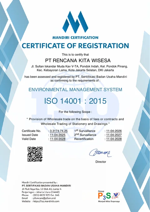 First-page preview of ISO 14001 certificate