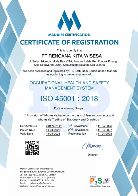 First-page preview of ISO 45001 certificate